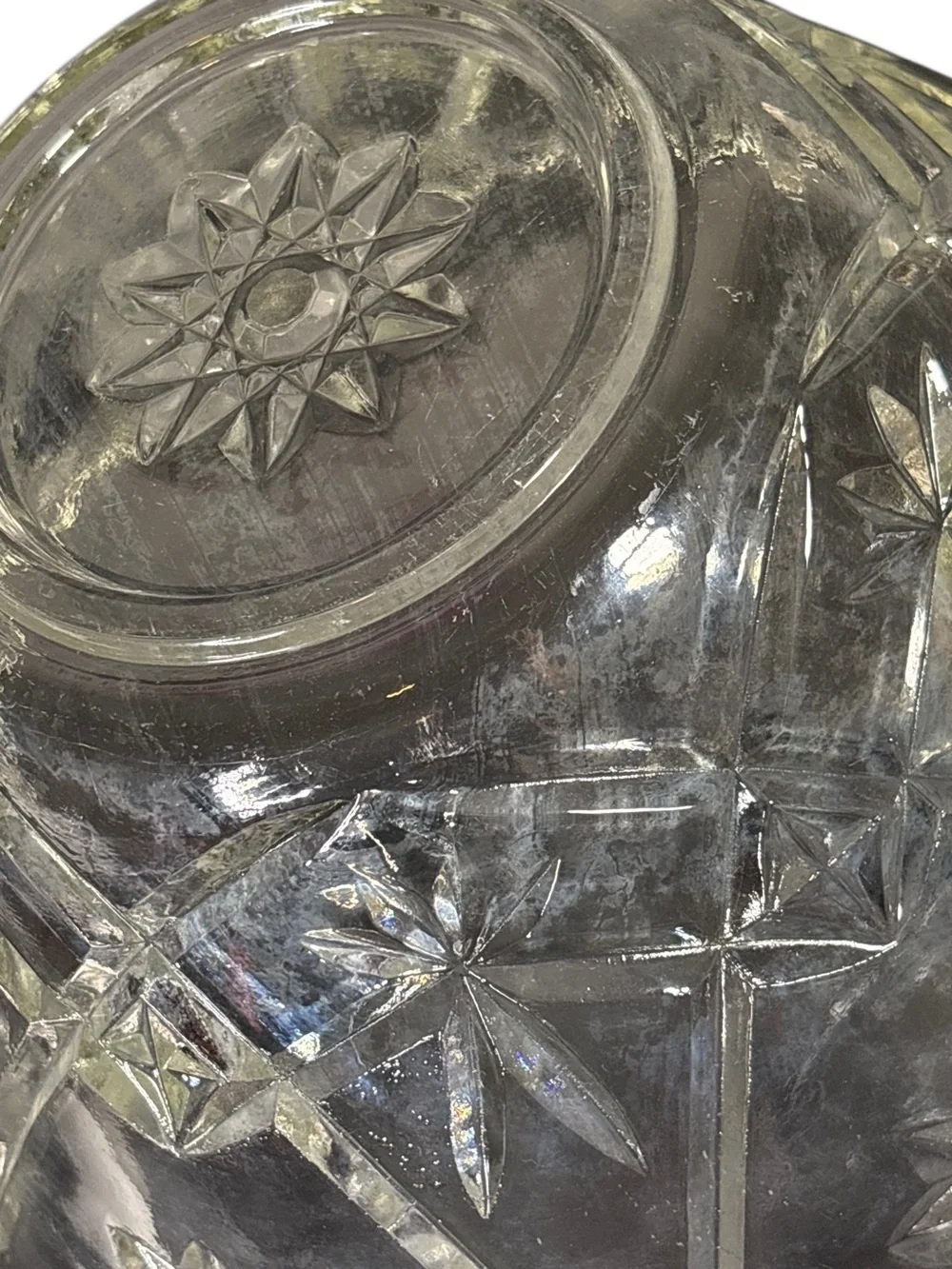 Vintage Anchor Hocking Early American Pre scut Star of David Punch Bowl.